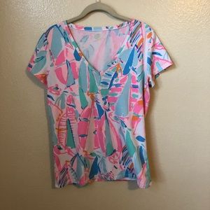 Lilly Pulitzer Michele Sailboat Cotton Shirt SZ L